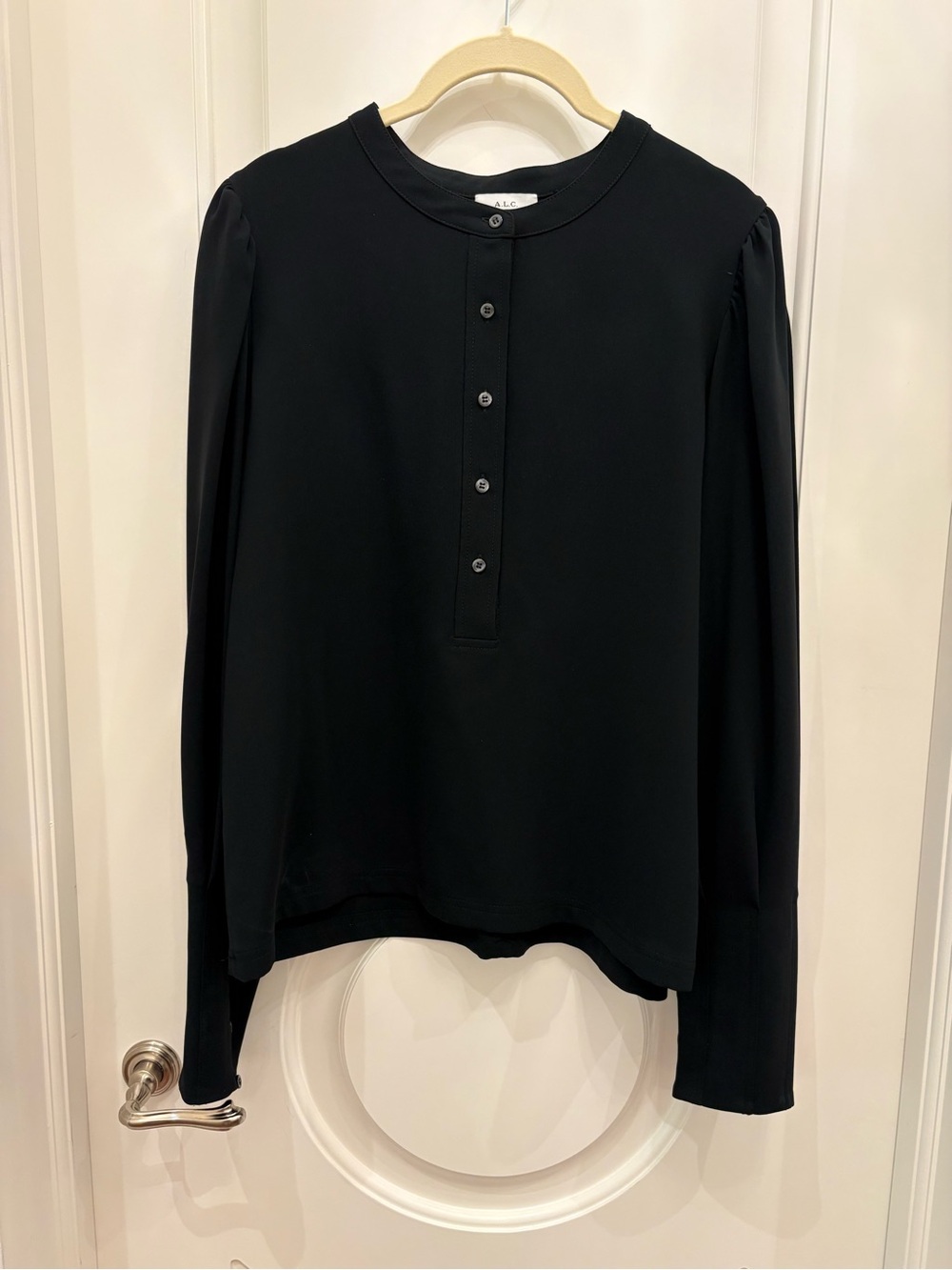 A.L.C. Black Long-Sleeve Button Henley